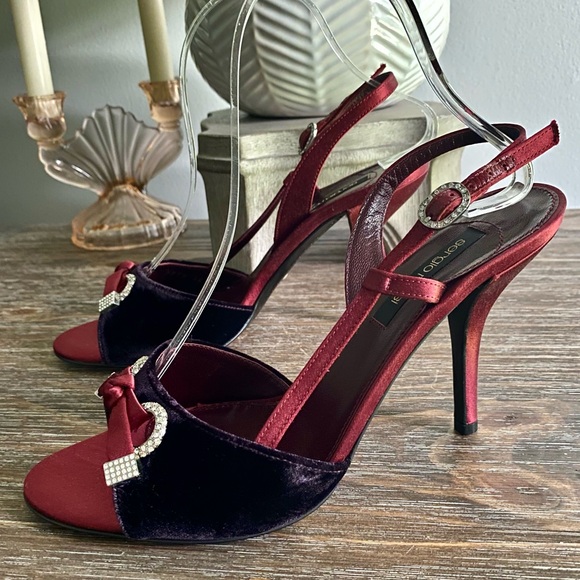 Sergio Rossi Burgundy Wine Sparkly Heels Women’s 39 - Picture 3 of 13